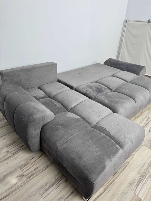 Szary narożnik L funkcja spania okazja outlet wysyłka promocja modny