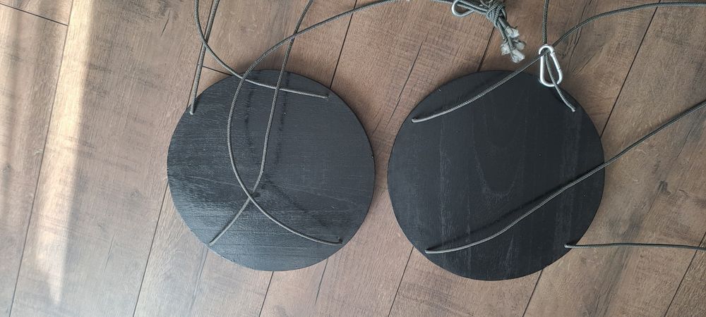 Wiszące drewniane  kwietnik na linach/komplet