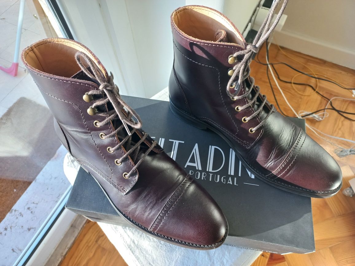 Botas em couro homem 41 castanhas como novas