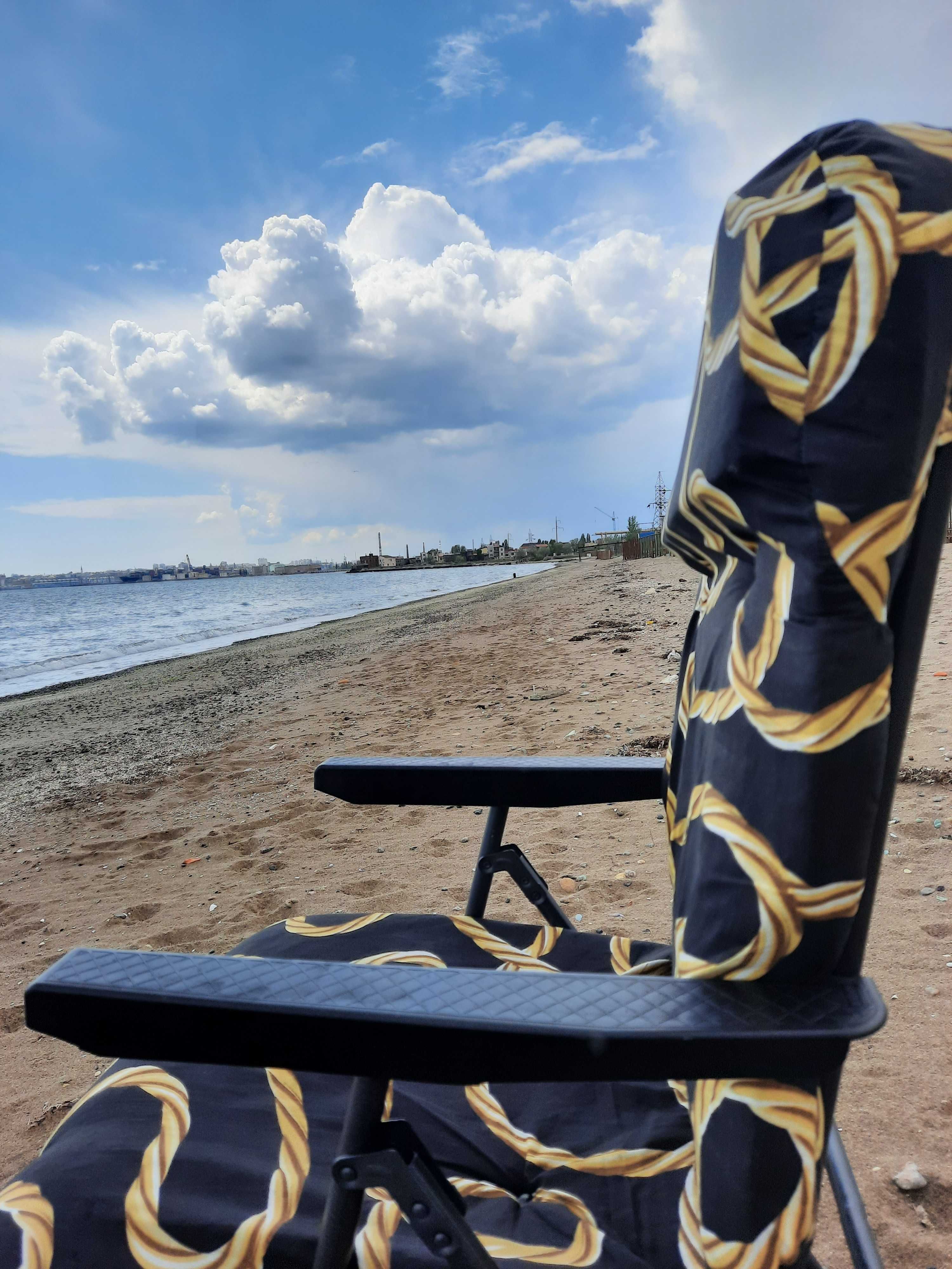 Пляжное кресло шезлонг с матрасом, 120 кг/пляжне крісло шезлонг