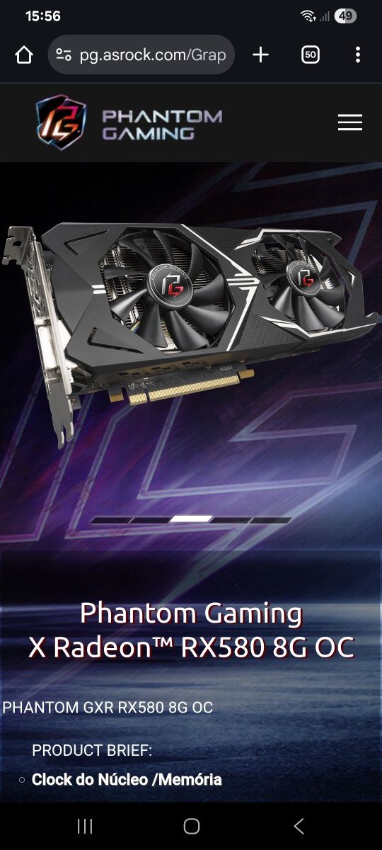 Rx 580 dá asrock original