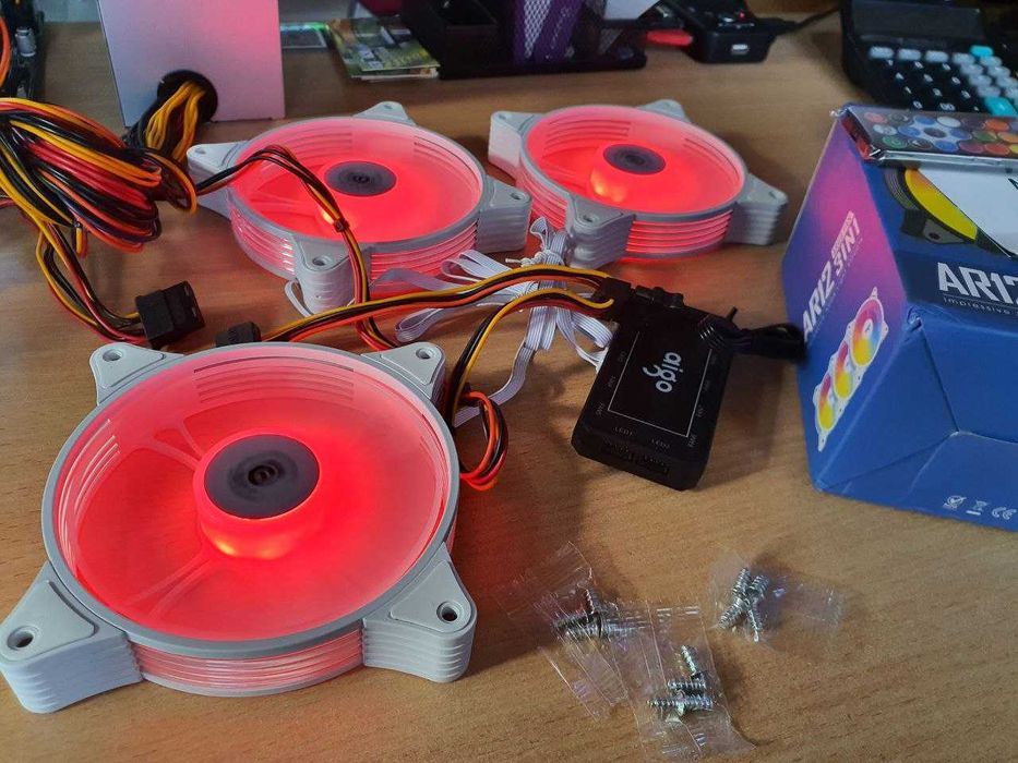 Кулера 120мм 3 шт ALGO AR12 ARGB с контроллером и пультом.