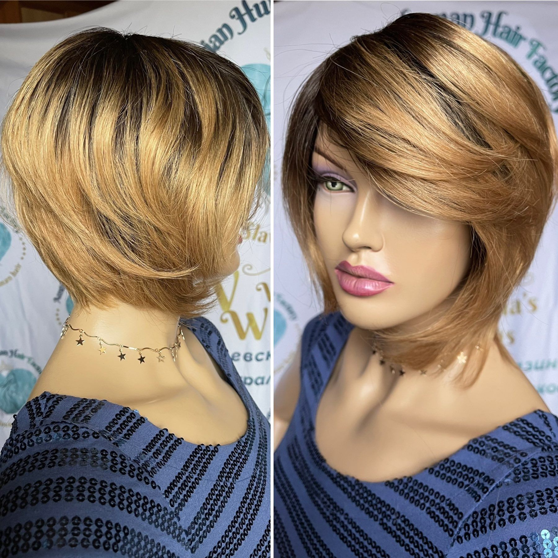 Натуральный парик перука славянские волосы омбре модная стрижка