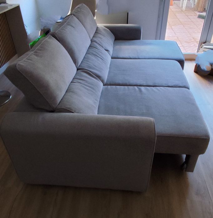 Sofá chaise longe cinza claro - NOVO