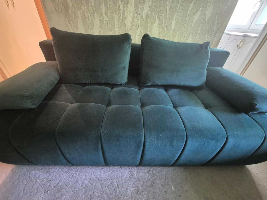 Kanapa butelkowa zieleń, rozkładana