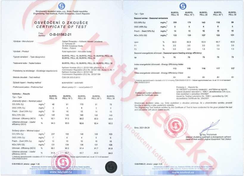 Kocioł piec c.o. 5 klasa BURFEL 15 kW pellet ekoprojekt kotlyleszka