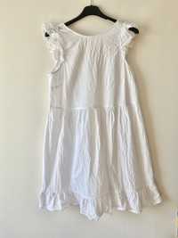 Biała bawełniana lekka sukienka falbanki