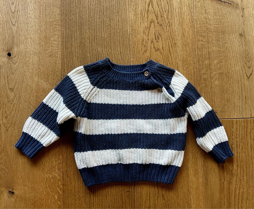 Sweter w paski, ciepły jesień / zima 80 cm - 100% bawełna