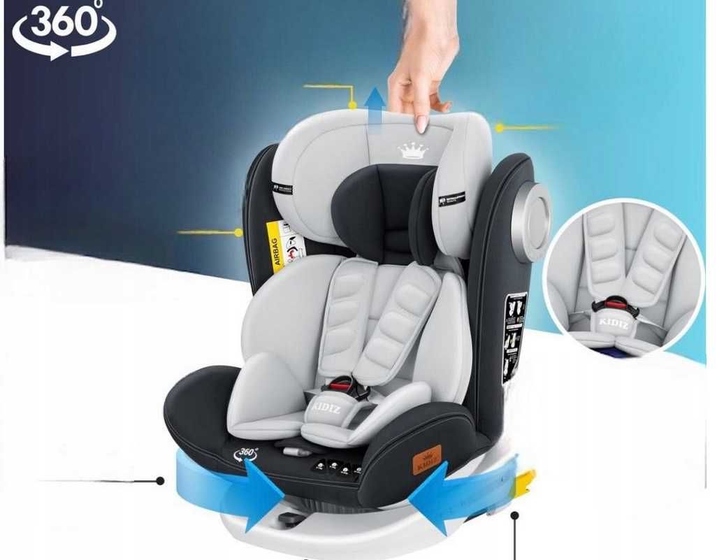 Fotelik samochodowy z systemem ISOFIX OBRACANY 360 PASY
