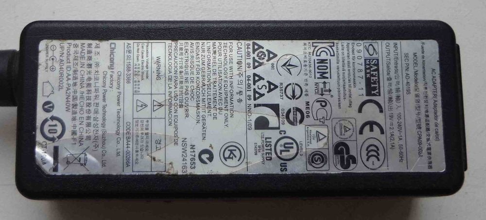 Зарядное устройство для техники Chicony 19V 2.1A AD-4019S блок 4.8мм