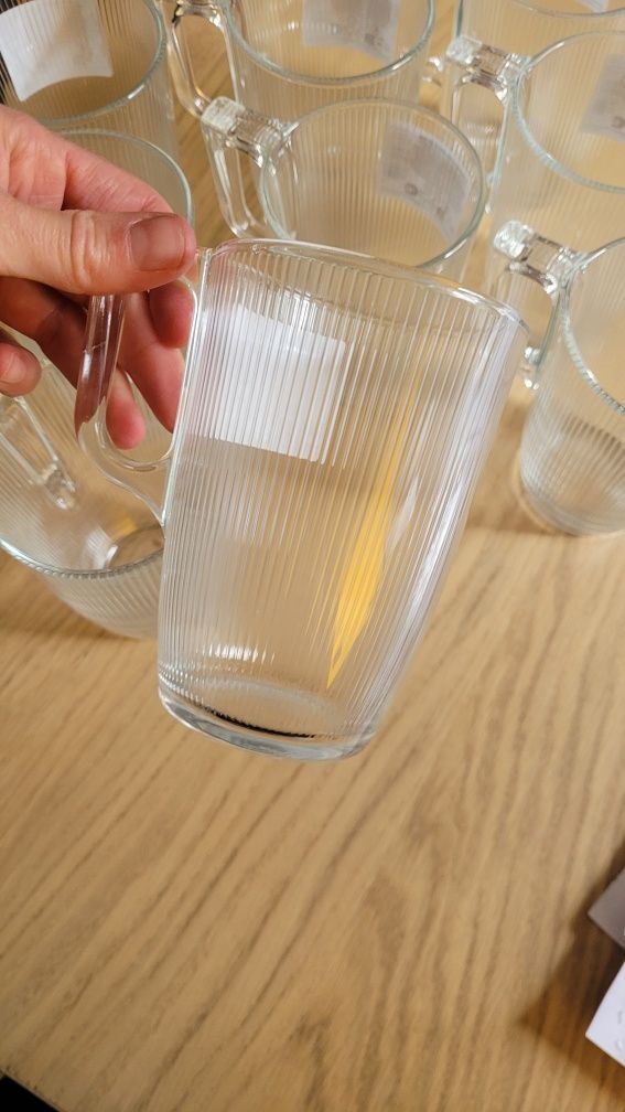 Szklanki 320ml prążkowane kryształ nowe na herbatę latte