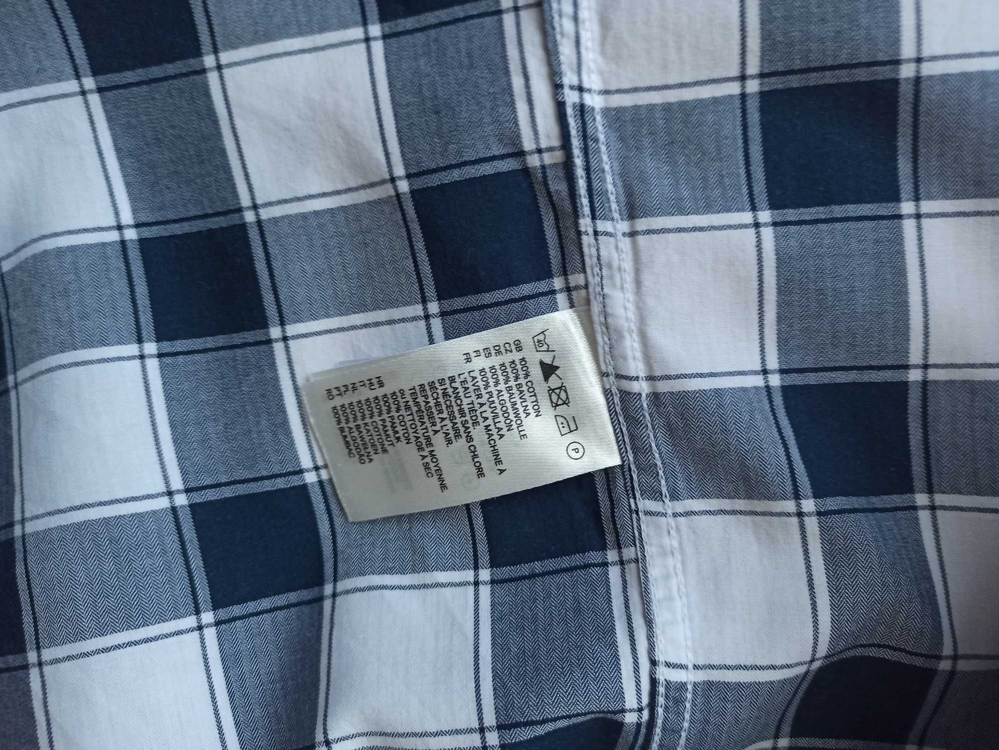 Koszula H&M w biało-granatową kratę S.