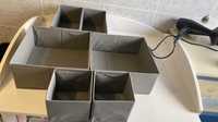 Tekstylne pudełka do przechowywania w szufladach, zestaw 6 szt., szare