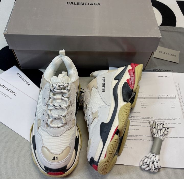 Balenciaga Triple S 
White Black Red
