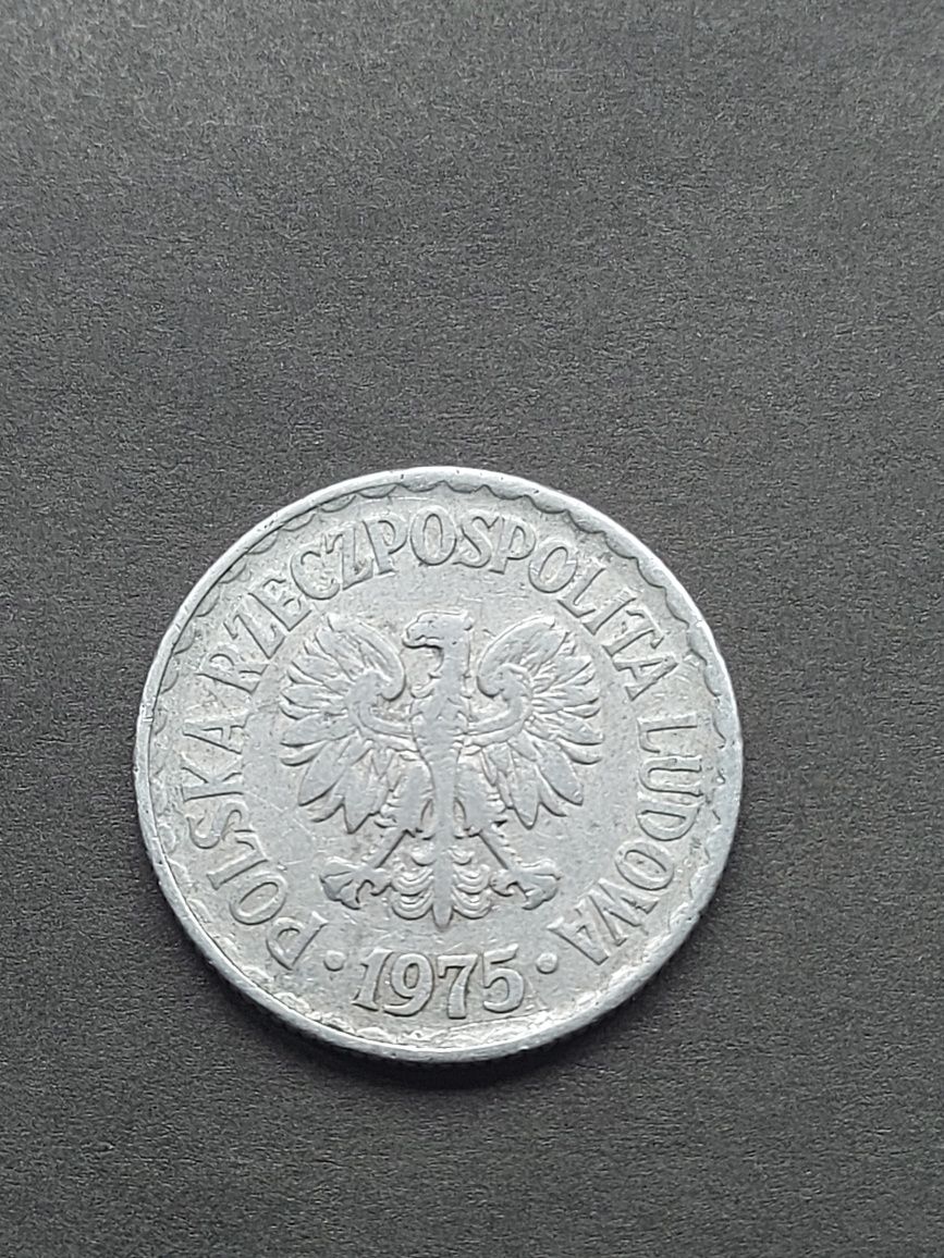 moneta z czasów PRL 1 złoty z 1975r bez znaku mennicy