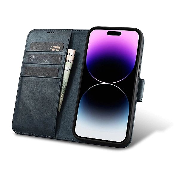 iCarer Oil Wax Wallet Case 2in1 etui iPhone 14 Pro Max skórzany pokrow
