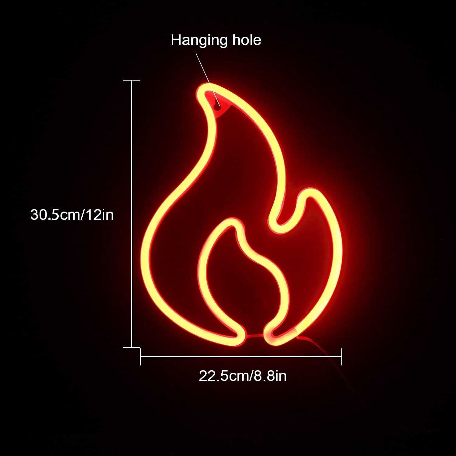 Sinal Luminoso Néon LED em Acrílico "Chama, Fogo "