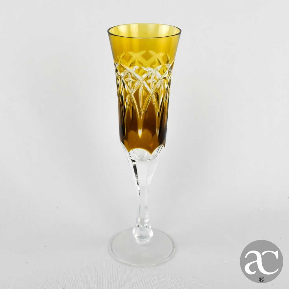 Conjunto de 6 flutes em Cristal colorido estilo Saint Lambert