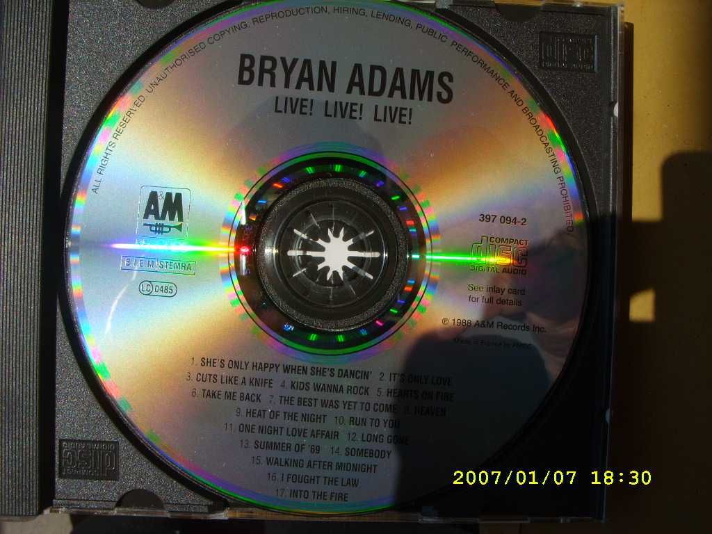 96, Rock CD ; BRYan Adams--Live ! Live !, 1988 rok.