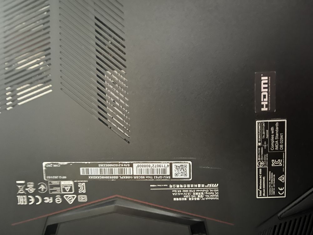 Laptop gamingowy MSI GF63 16r4