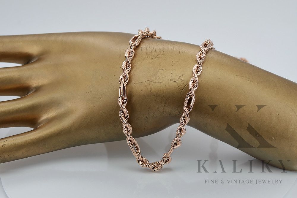 Łańcuszek z czerwonego różowego złota 14k 585 Corda Figaro cc004r Gdań