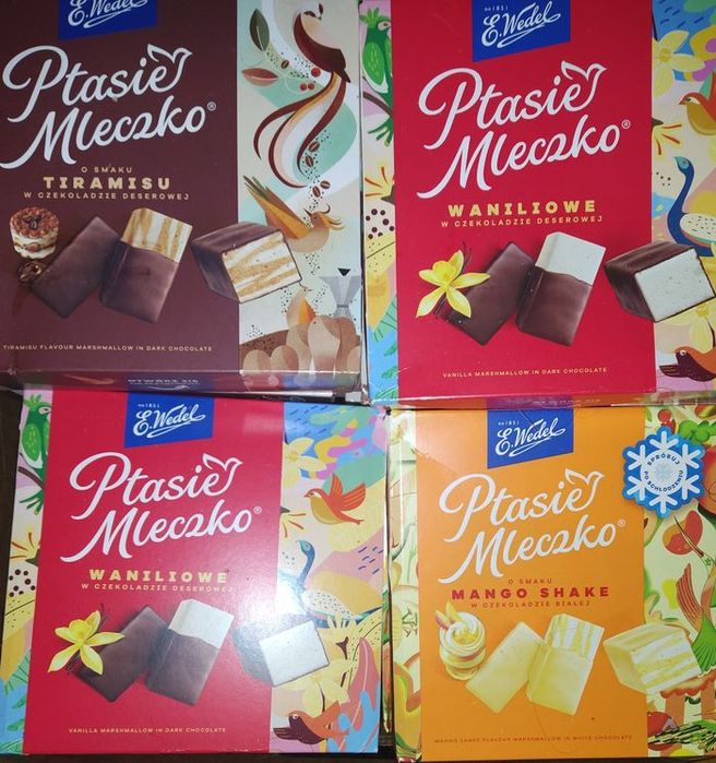 Ptasie mleczko waniliowe tiramisu mango Wedel 330g x20 opakowań