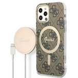 Zestaw Guess GUBPP12MH4EACSW Case+ Charger iPhone 12/12 Pro brązowy