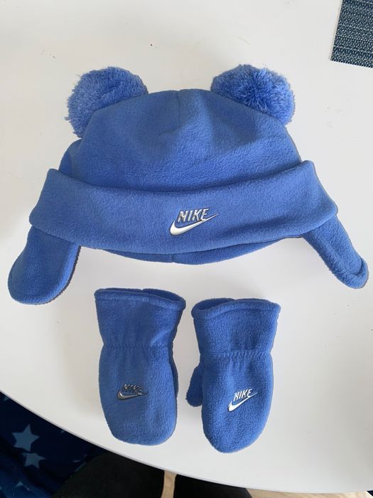 NIKE Komplet dla niemowlaka czapka i rękawiczki niebieskie jak nowe