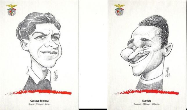 Postais caricaturas jogadores Benfica