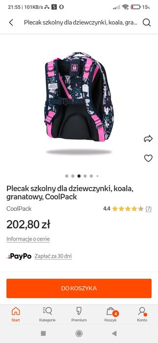 Plecak szkolny Coolpack 25 litrow kl. 3-8