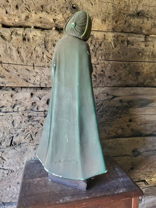 Stara sygnowana figura Matki Bożej Maryja z dzieciątkiem Jezus