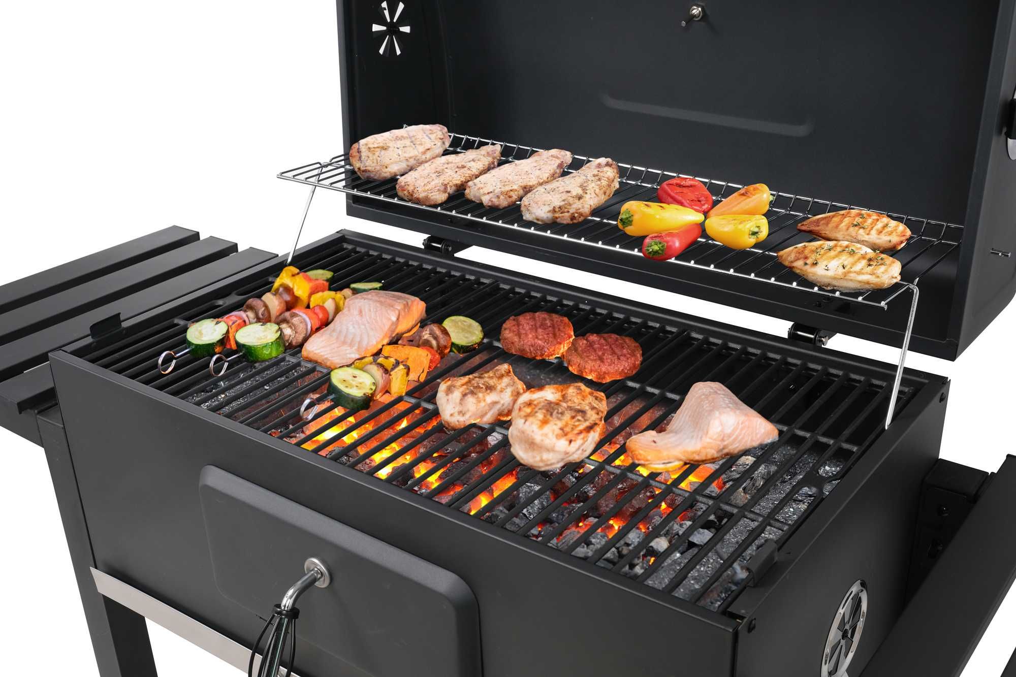 DUŻY GRILL WĘGLOWY Ogrodowy BBQ Regulowany 159cm 35KG