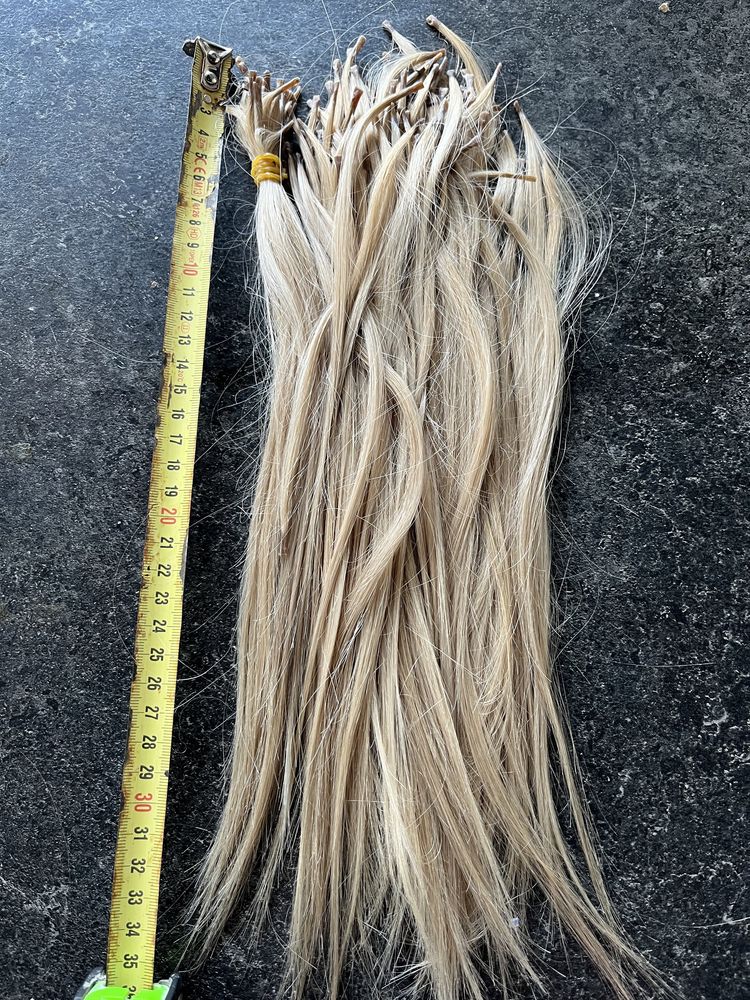 Włosy dziewicze polskie naturalne 120 pasemek blond 35 cm
