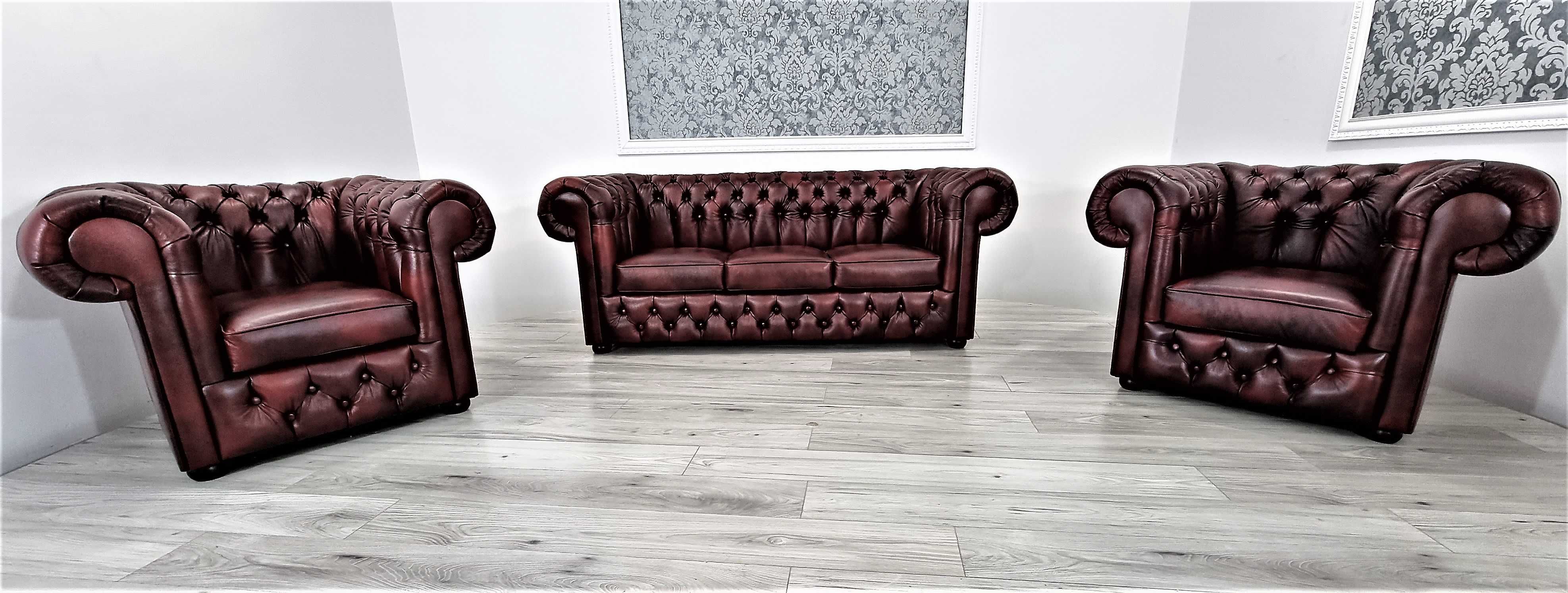 Zestaw pikowany Chesterfield CLASSIC DUO - skóra/producent