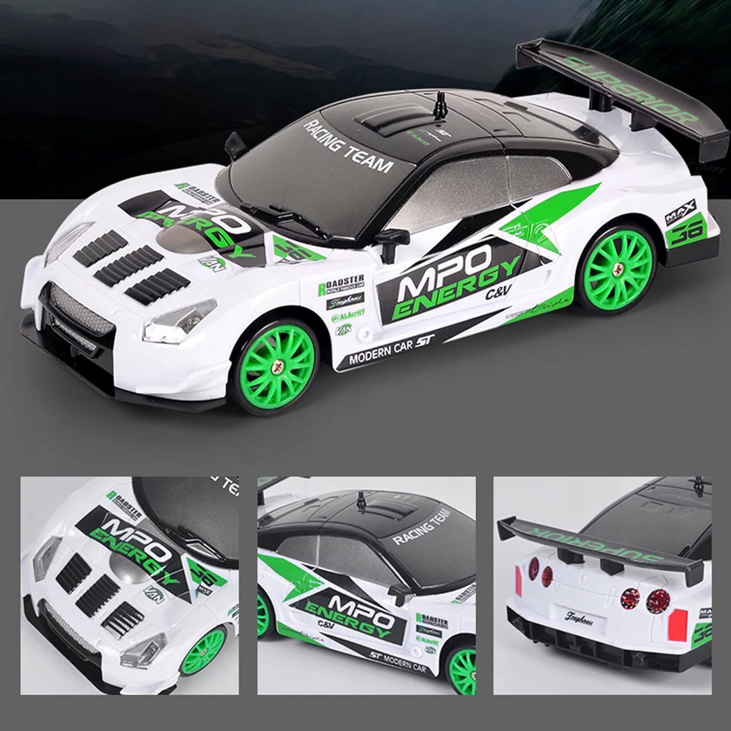 Samochód Zdalnie Sterowany Do Driftu Hb Toys + Koła I Pachołki Biały