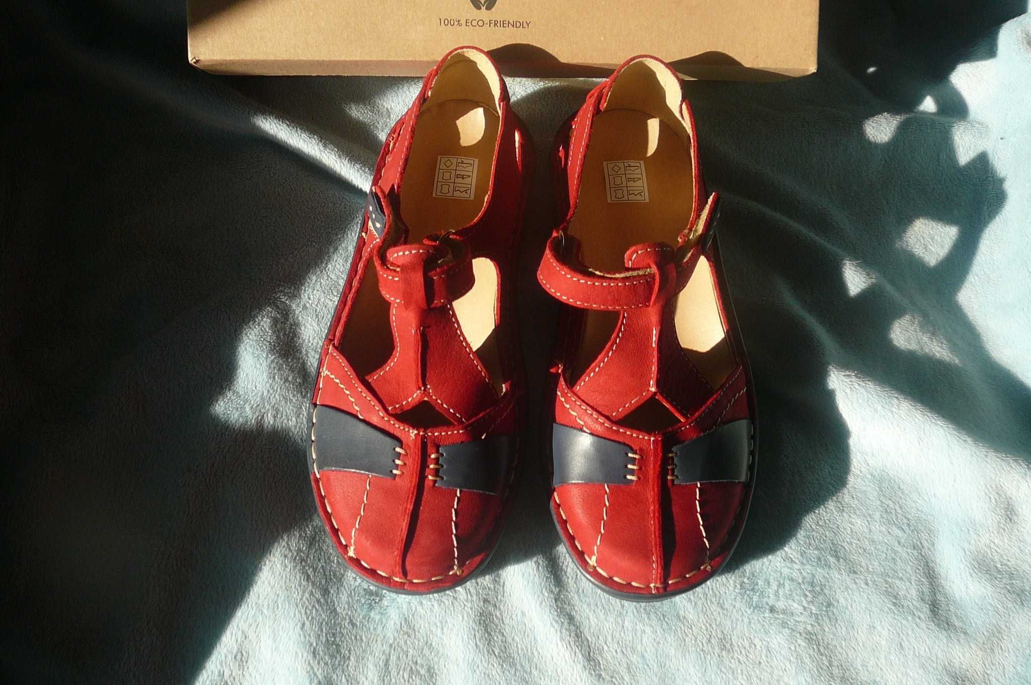 Buty  czerwone balerinki    Papilon  skóra naturalna 
rozm 36  Nowe