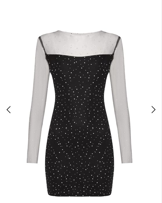 Сукня міні чорного кольору з срібними стразами one by one
