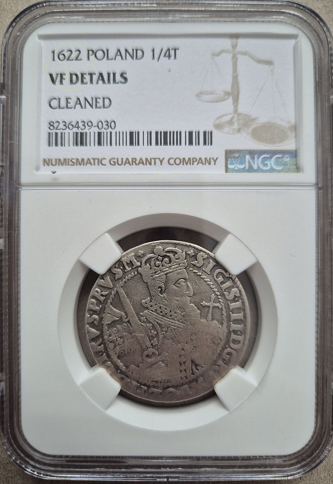 Ort 1/4 talara Zygmunt III Waza 1622 - grading NGC | oryginalna moneta