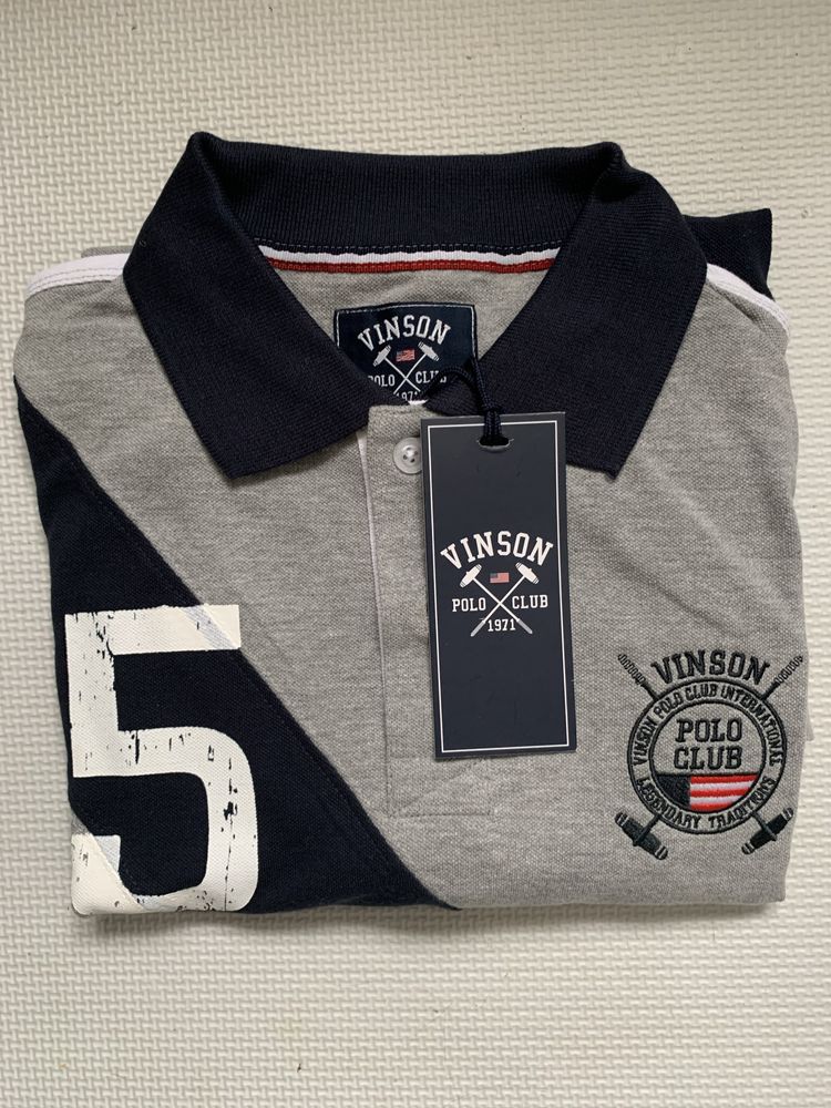 Szare polo męskie NOWE L Vinson Polo Club