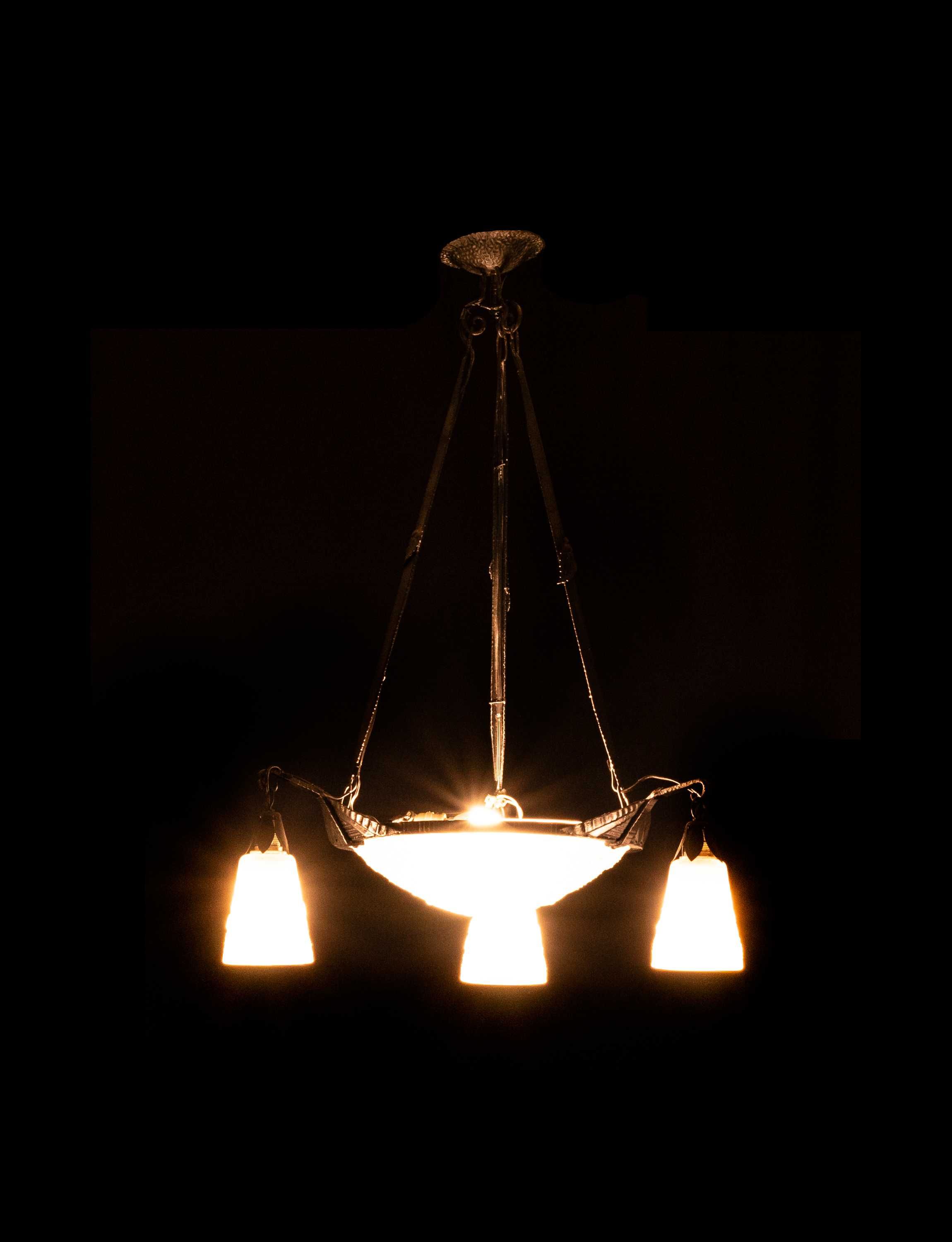 Lustre ferro forjado Müller Frères Arte Nova | 96 cm