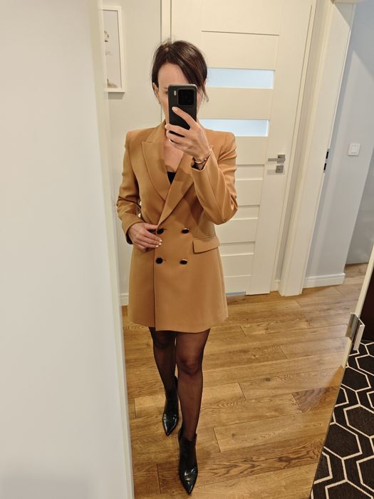 Marynarka ZARA XS camel długa