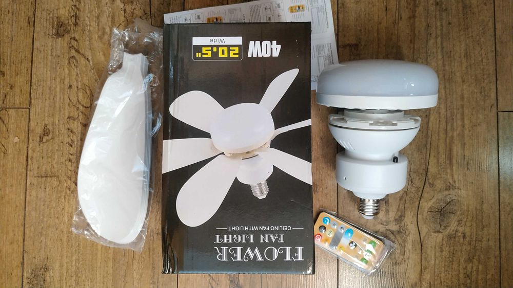 Потолочный вентилятор с лампой 40W/52см и дистанционным управлением