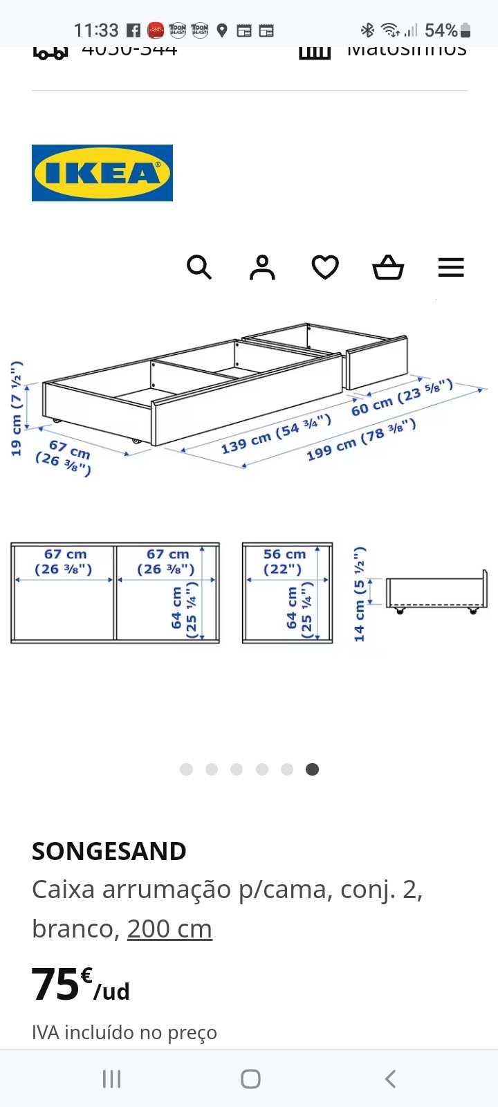 Gavetão de arrumação para cama 2 unidades