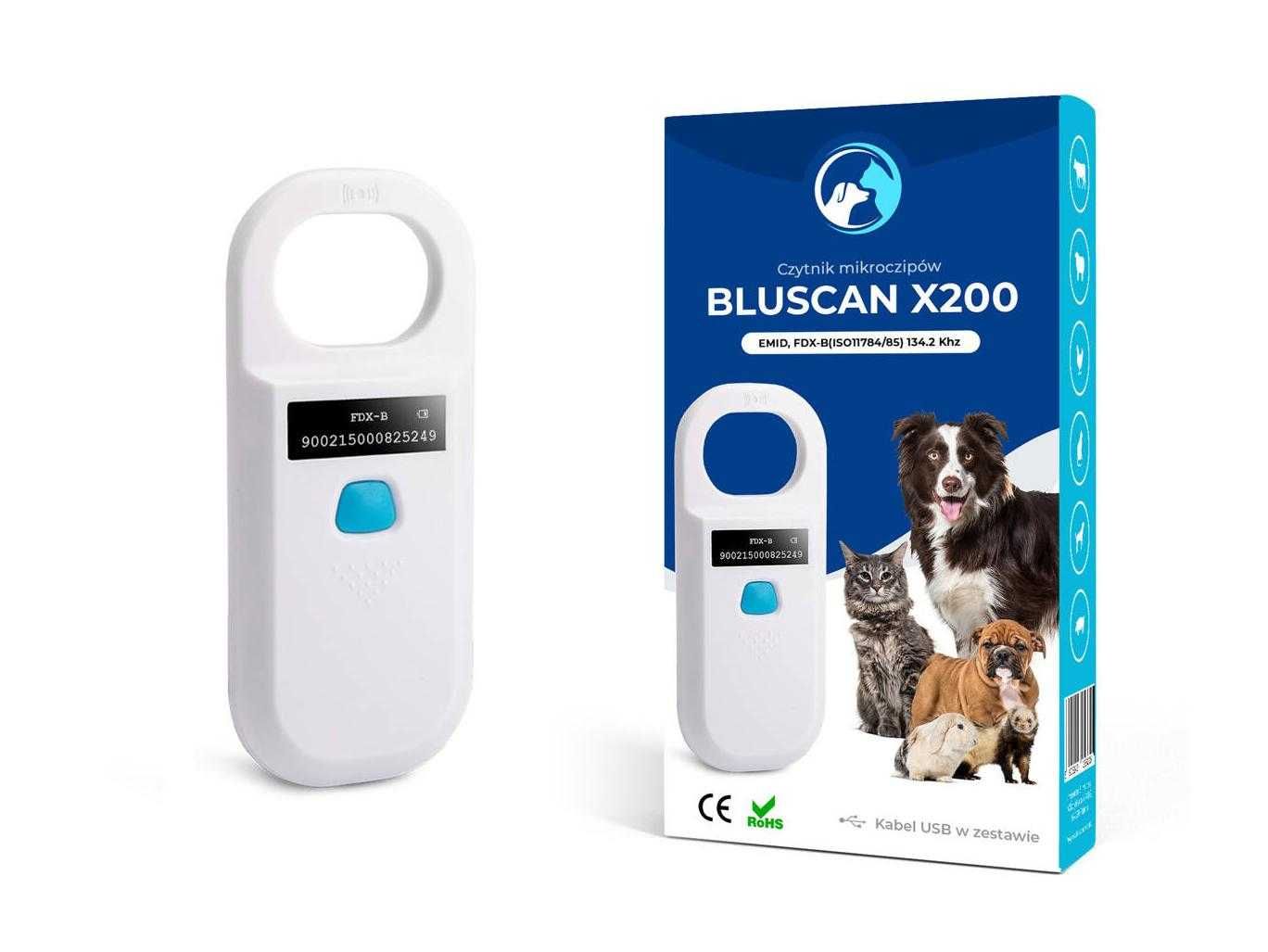 Czytnik mikroczipów dla zwierząt Bluscan X200