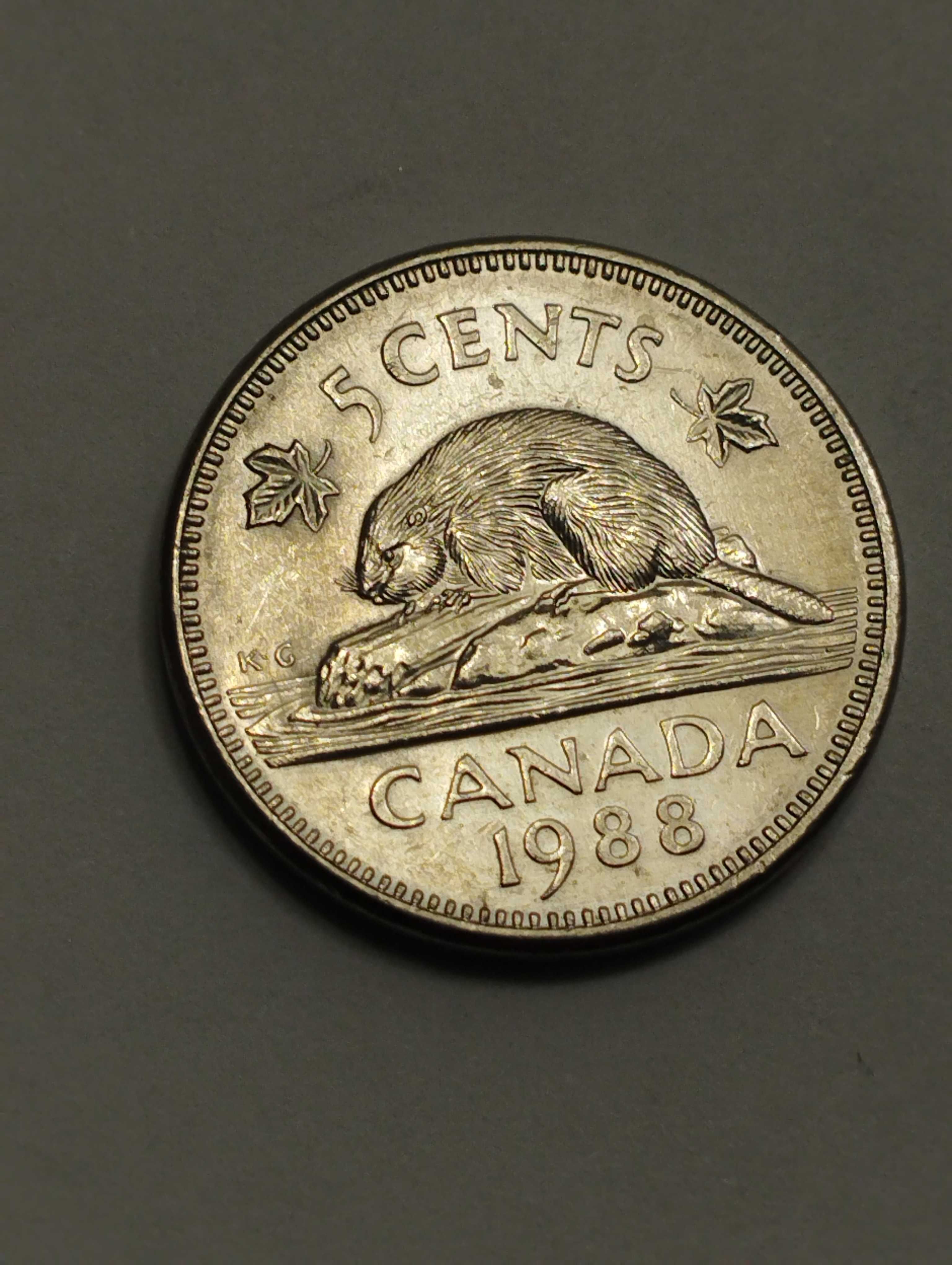 Sprzedam monetę Kanada 5 centów 1988r. stan bdb.
