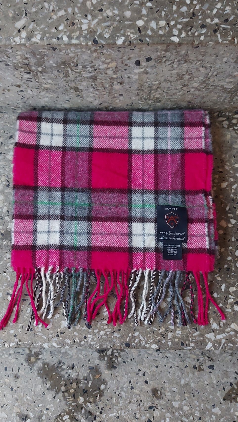 szalik wełniany 100% wełna jagnięca lambswool wool gant kratka krata