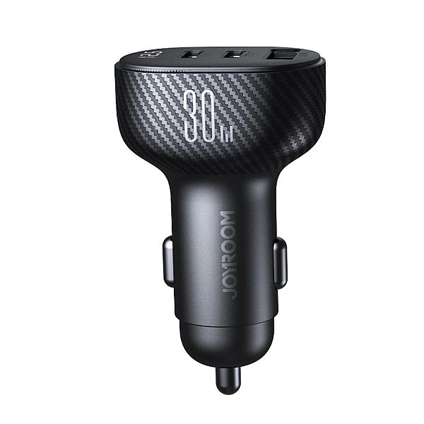 Ładowarka samochodowa Joyroom JR-CCD04/30W 2x USB-C USB-A z wyświetlac