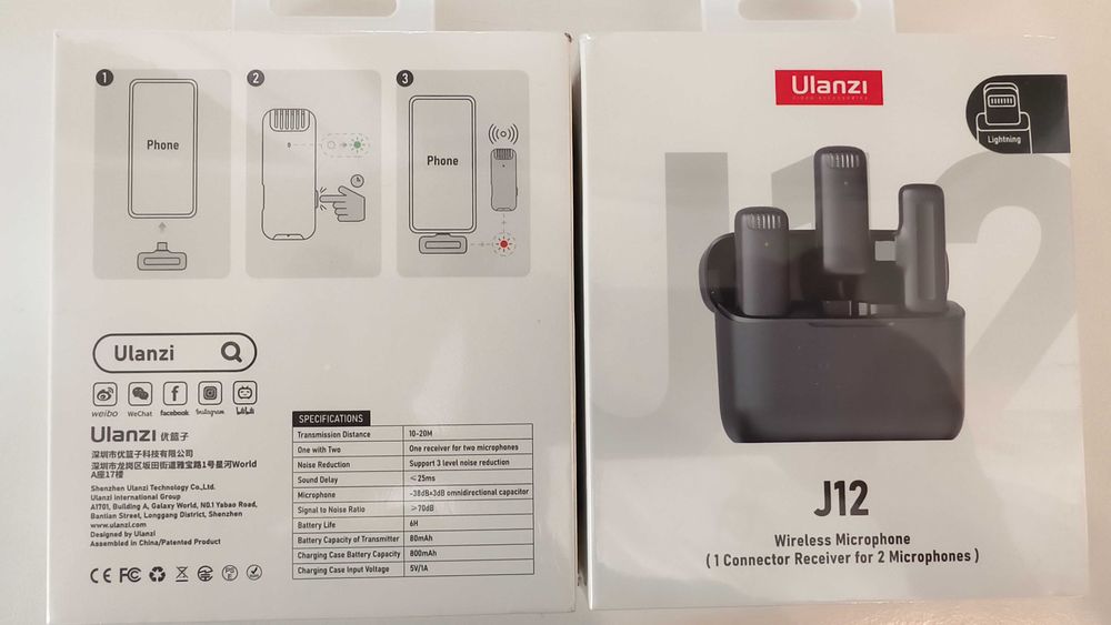 Петличний мікрофон Ulanzi J12 для iPhone, роз'єм Lightning