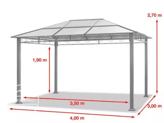 Pawilon ogrodowy Hardtop Rendezvous Deluxe szaro-brązowy, 3x4m