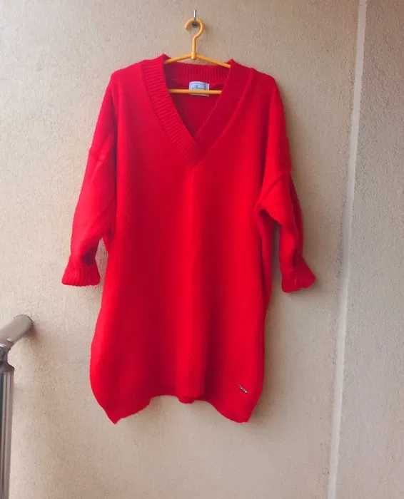 Sweter oversize, czerwony